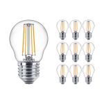 Flerpack 10x Philips Corepro LED Lustre E27 boll Filament Klar 4.3W 470lm - 827 Extra Varm Vit | Ersättare 40W