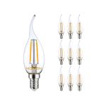 Flerpack 10x Noxion Lucent LED E14 Bøyd spiss Kronljus Filament Klar 2.5W 250lm - 827 Extra Varm Vit | Ersättare 25W