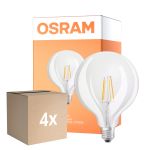 Flerpack 4x Osram SuperStar LED E27 Globe 125mm Filament Klar 7W 806lm - 822-827 Dim To Warm | Dimbar - Ersättare 60W