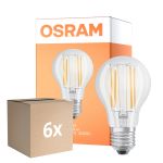 Flerpack 6x Osram LED Superstar E27 Päron Filament Klar 7.5W 1055lm - 940 Kallvit | Bästa Färgåtergivning - Dimbar - Ersättare 75W