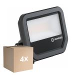 Flerpack 4x Ledvance LED Strålkastare Aluminium Svart 17W 2400lm 100D - 840 Kallvit | IP66 - Symmetrisk