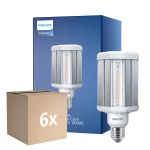 Flerpack 6x Philips TrueForce LED E27 HPL Klar 42W 6000lm 360D - 840 Kallvit | Ersättare 125W