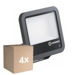 Flerpack 4x Ledvance LED Strålkastare Aluminium Svart 69W 10000lm 100D - 840 Kallvit | IP66 - Ljussensor - Symmetrisk