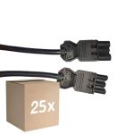 Flerpack 25x Noxion GST - Kompatibel Förlängningskabel Svart - Manlig + Kvinnlig - 3m - 3 pole 1,5mm2
