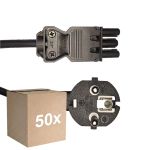 Flerpack 50x Noxion GST - Kompatibel Strömkabel Svart - Kvinnlig + Schuko Europlug - 3m - 3 pole 0.75mm2