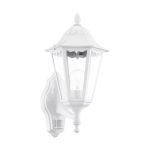 Eglo Vägglampa Navedo Aluminium Vit | IP44 - Passande för 1x E27 - Rörelsesensor
