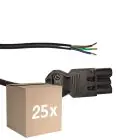 Flerpack 25x Noxion GST - Kompatibel Strömkabel Svart - Manlig + Öppna ändar - 0,3m - 3 pole 0,75mm2